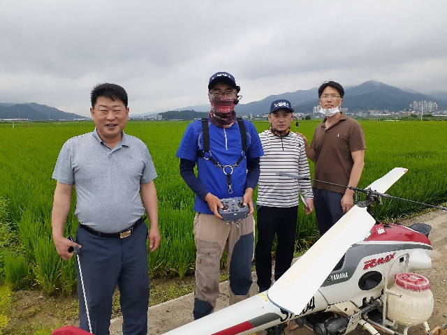 벼 무인헬기 1차 공동방제 대표 이미지